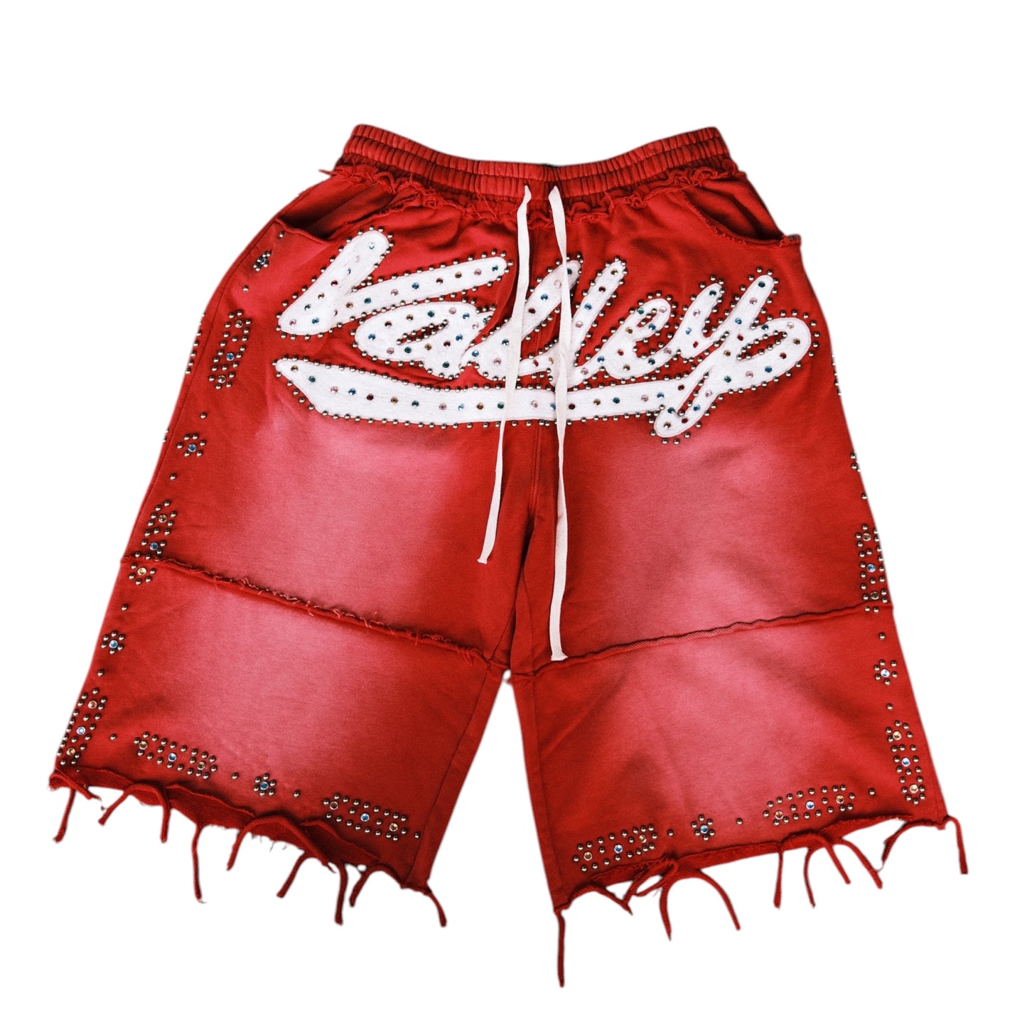 Vale Jeweled Sweat Shorts Red