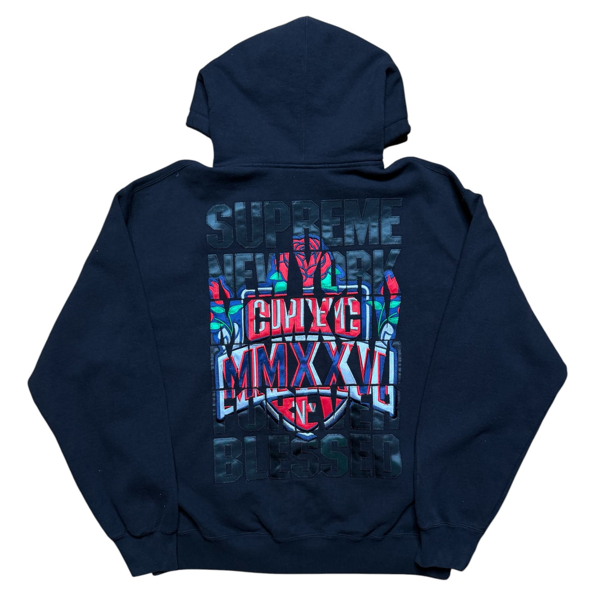 Supreme Blessed Applique Black Zip Up Hoodie