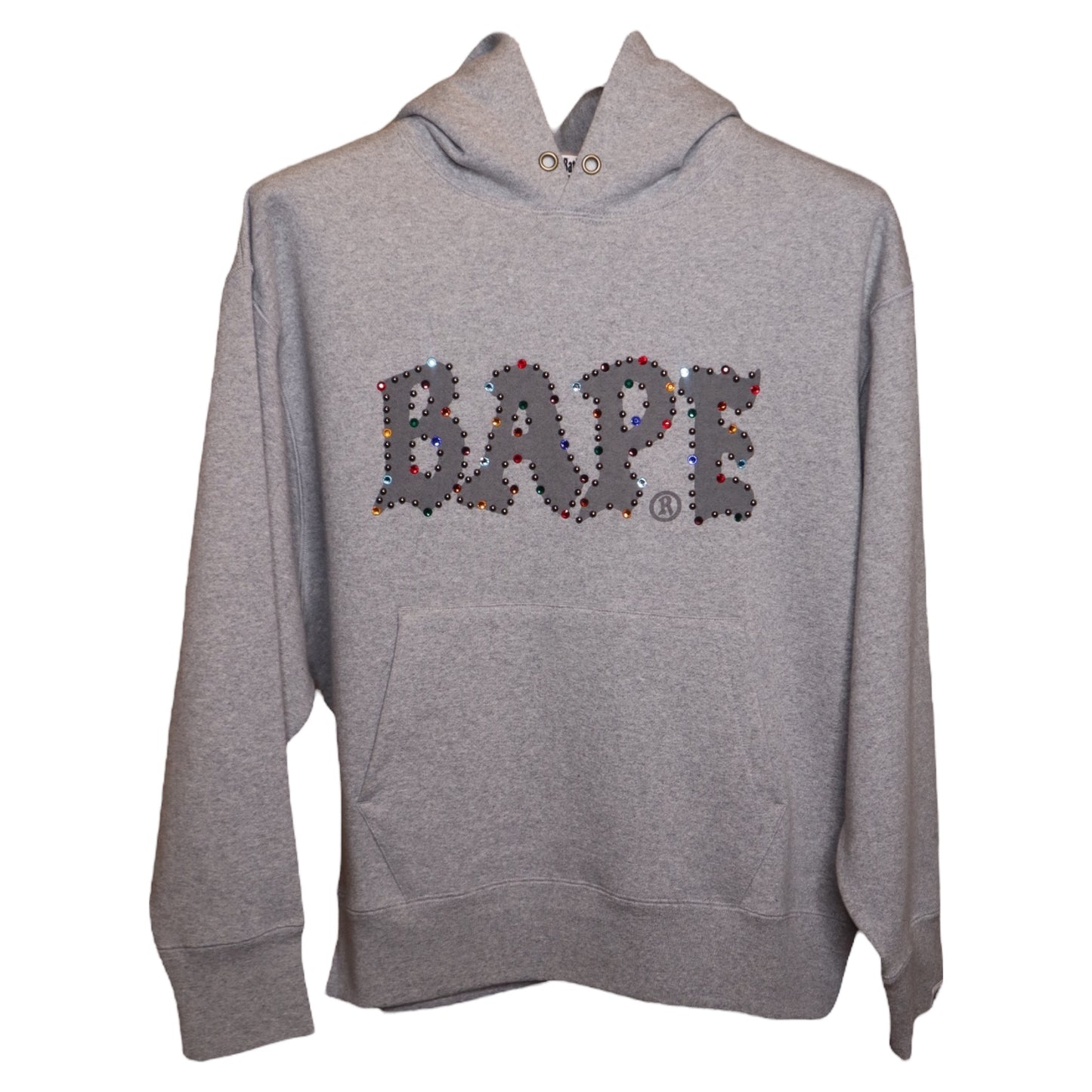 Bape Rhinestone Hoodie Grey