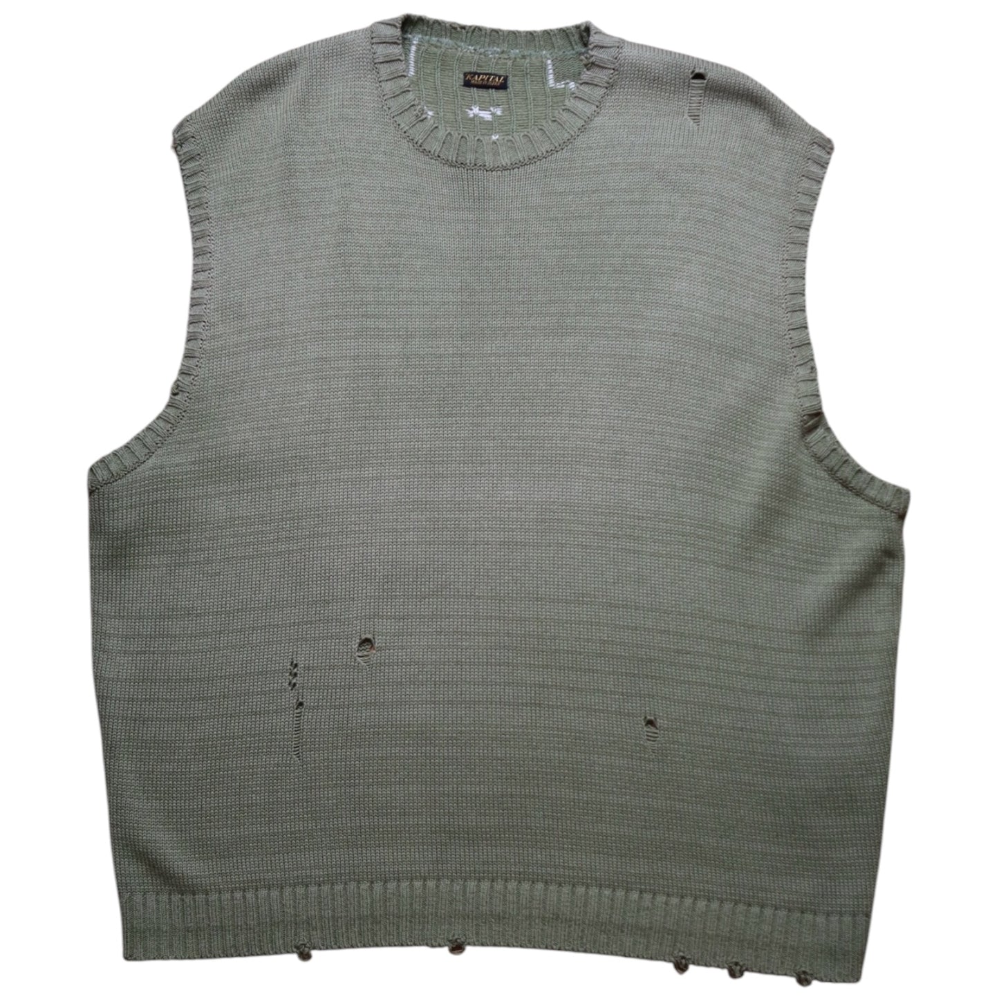 Kapital Olive Knit Bone Vest