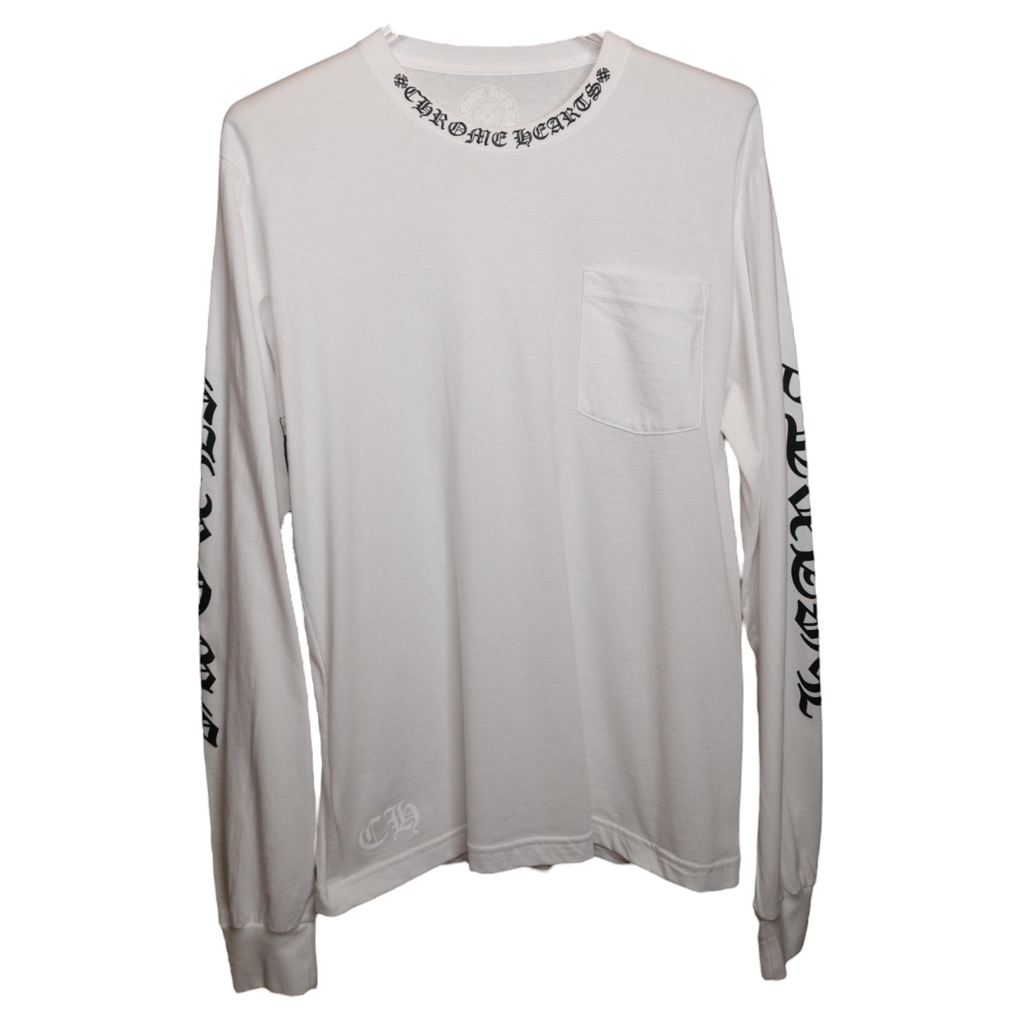CH Neck Logo LS White Tee