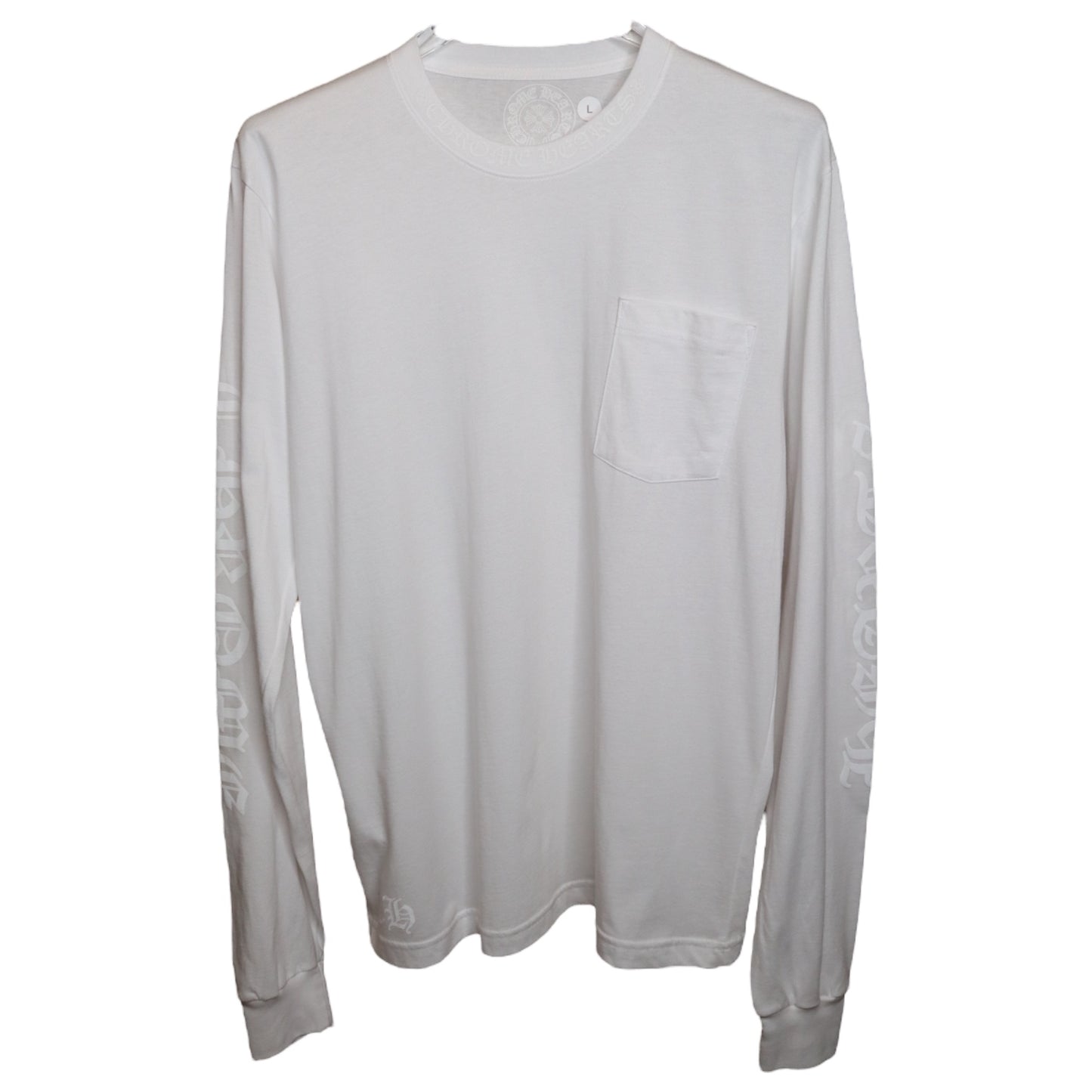 CH White/White Neck Logo LS Tee