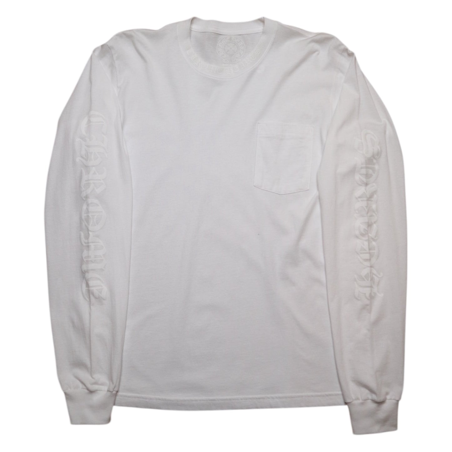 CH White/White Neck Logo LS Tee