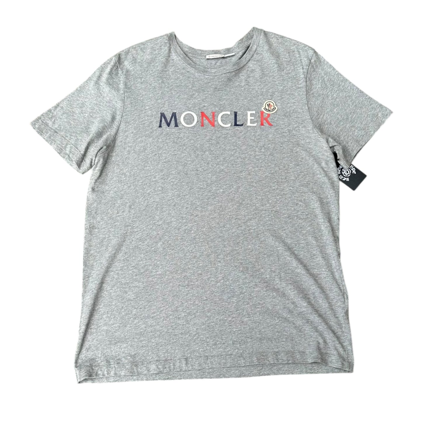 Moncler Logo Print Grey Tee