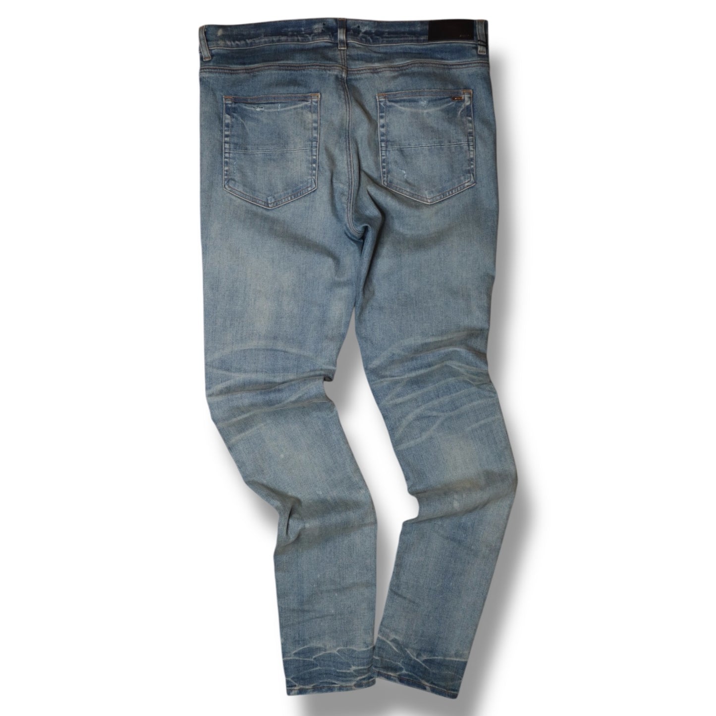 Amiri Distressed Blue Paisley Patch Jeans