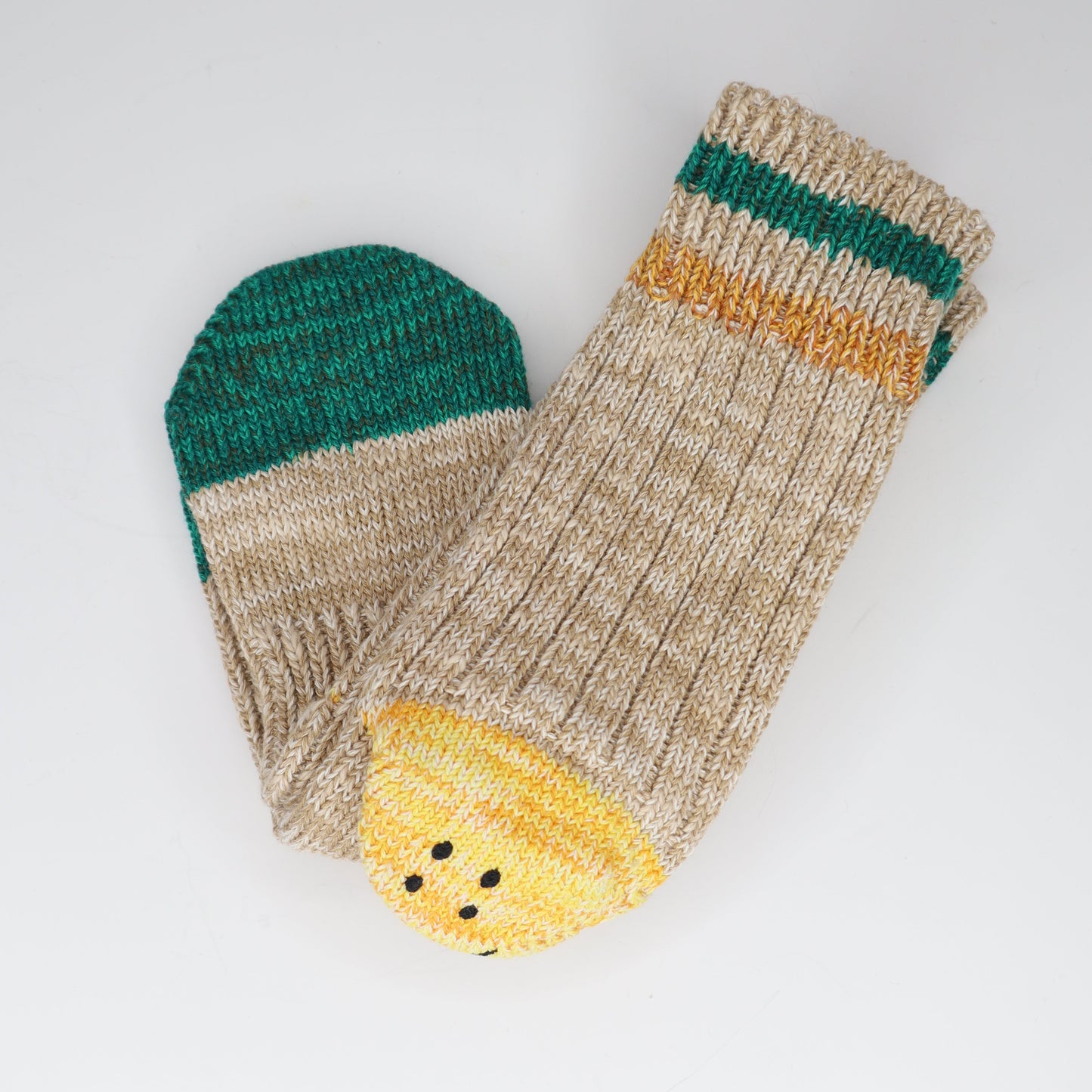 Kapital Smiley Heel Socks - Tan