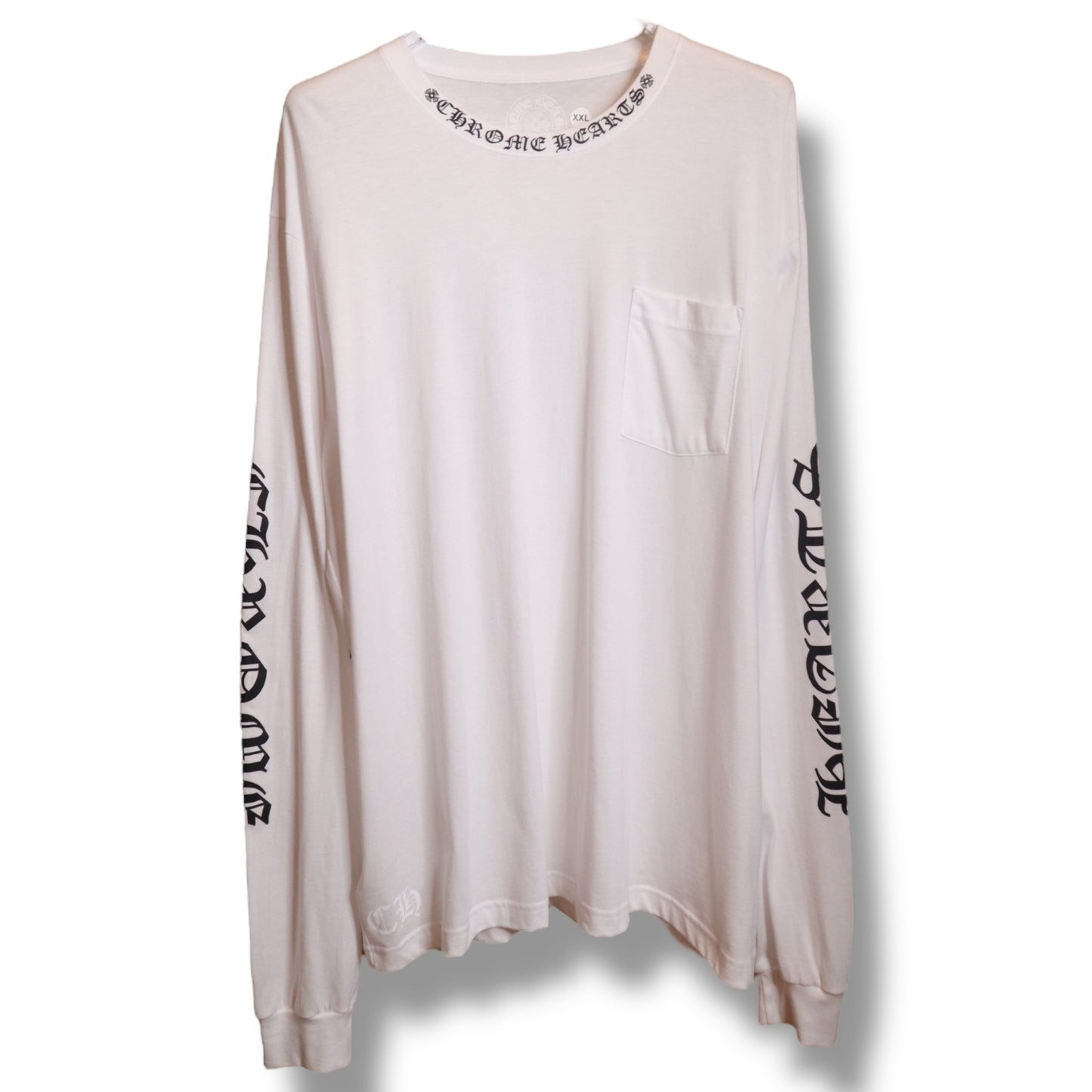 CH White Neck Logo LS Tee