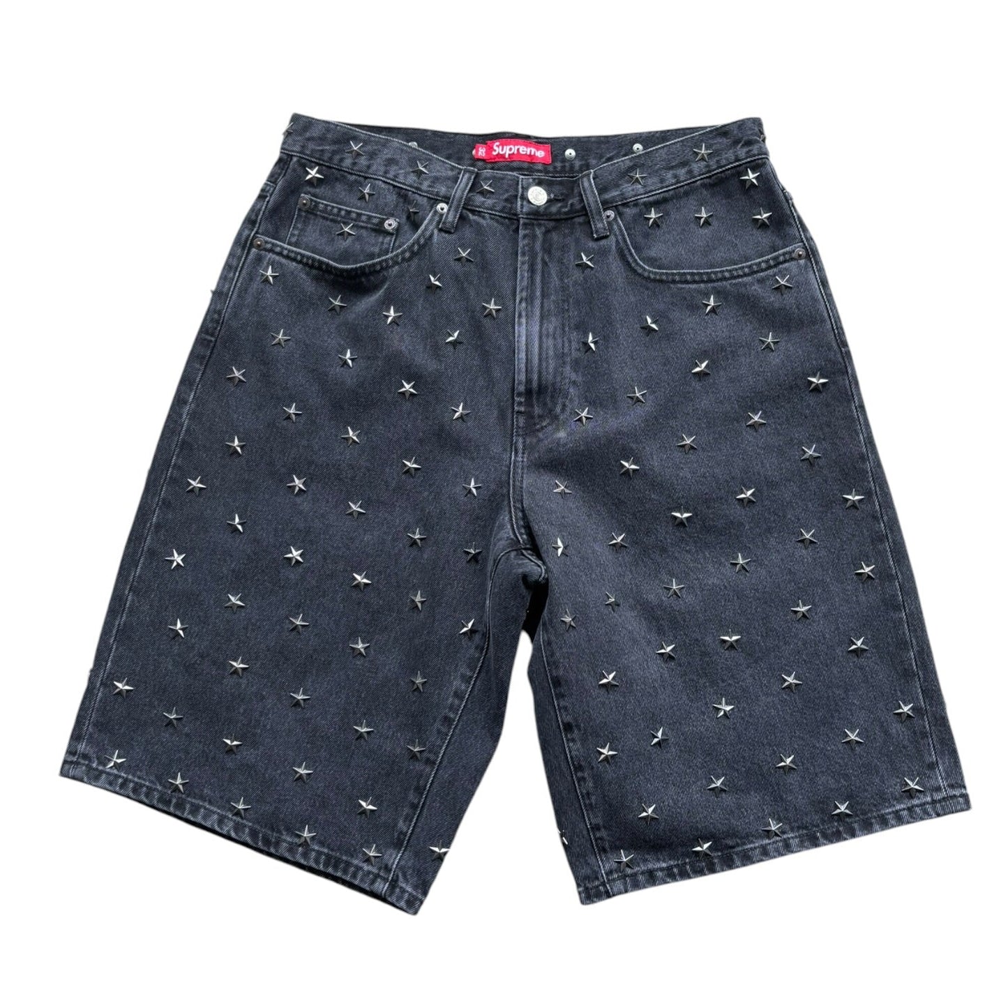 Supreme Stars Studded Baggy Denim Shorts Black