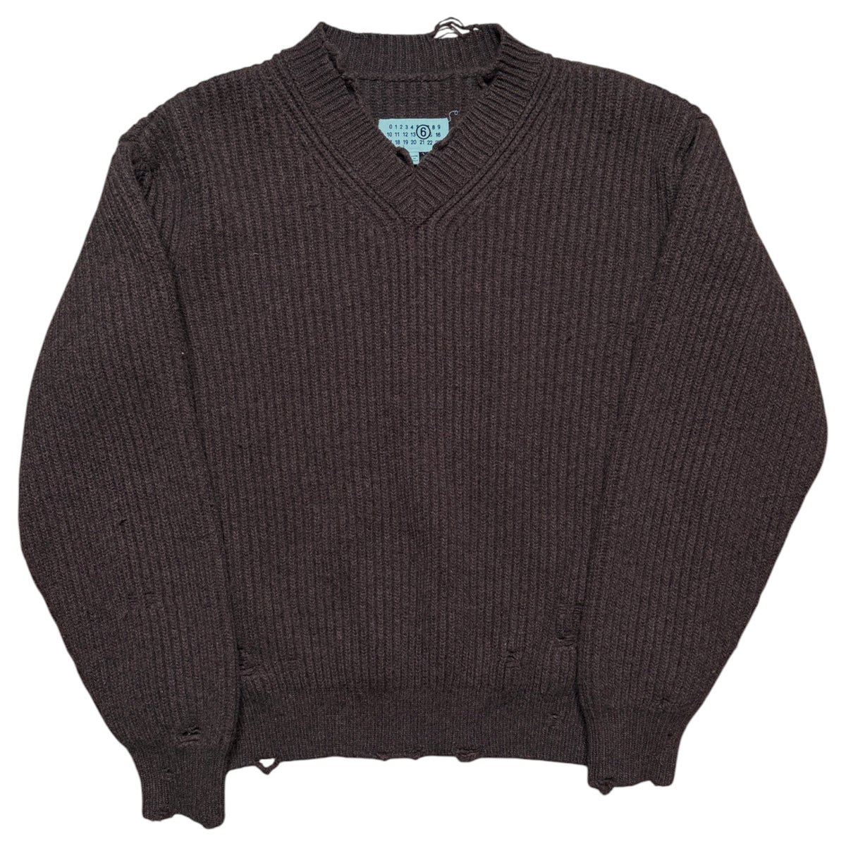 MM6 Maison Margiela Ribbed V Neck Sweater