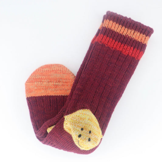 Kapital Smiley Heel Socks - Burgundy