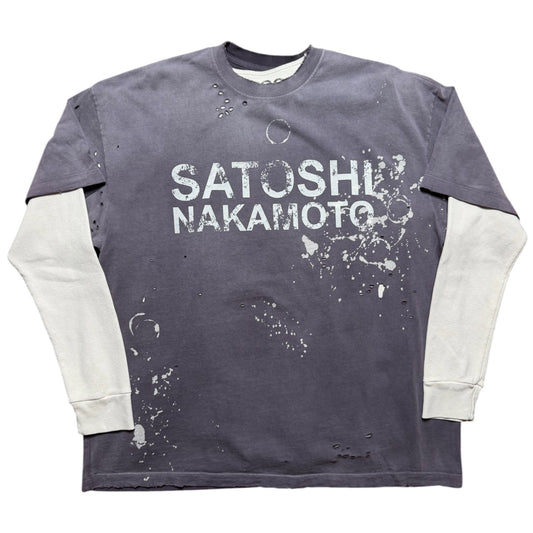 Satoshi Nakamoto Bleached Luke Thermal Grey Tee