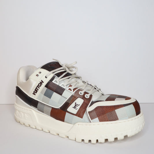 L V Maxi Sneaker Plaid Brown