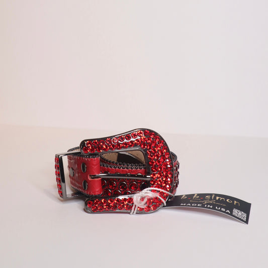 B.B Simons Red Jeweled Belt Sz 34