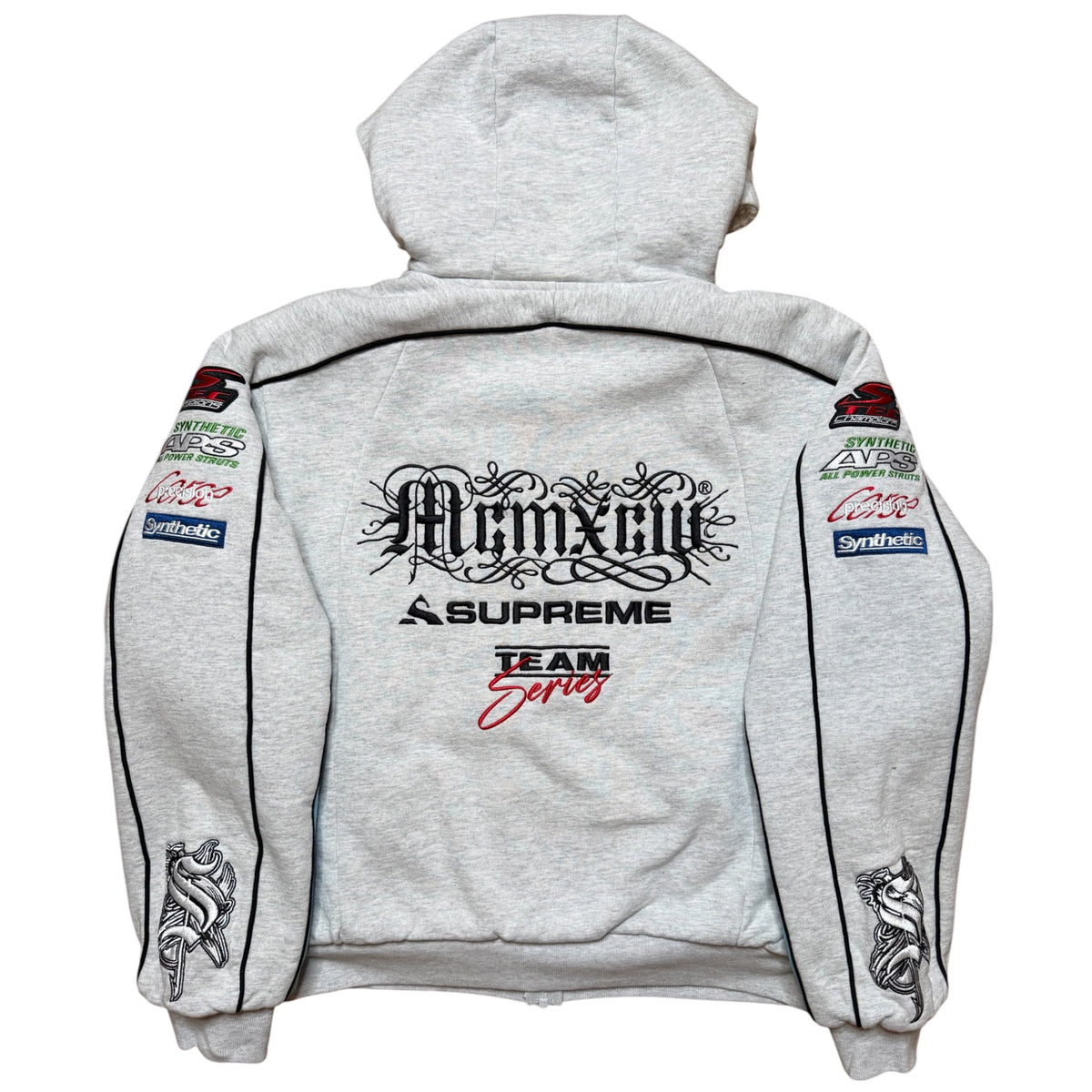 Supreme Racing Lined Zip Hoodie Grey