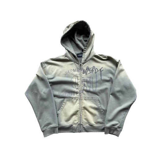 No Faith Studios 'Green' Split Zip Up Hoodie