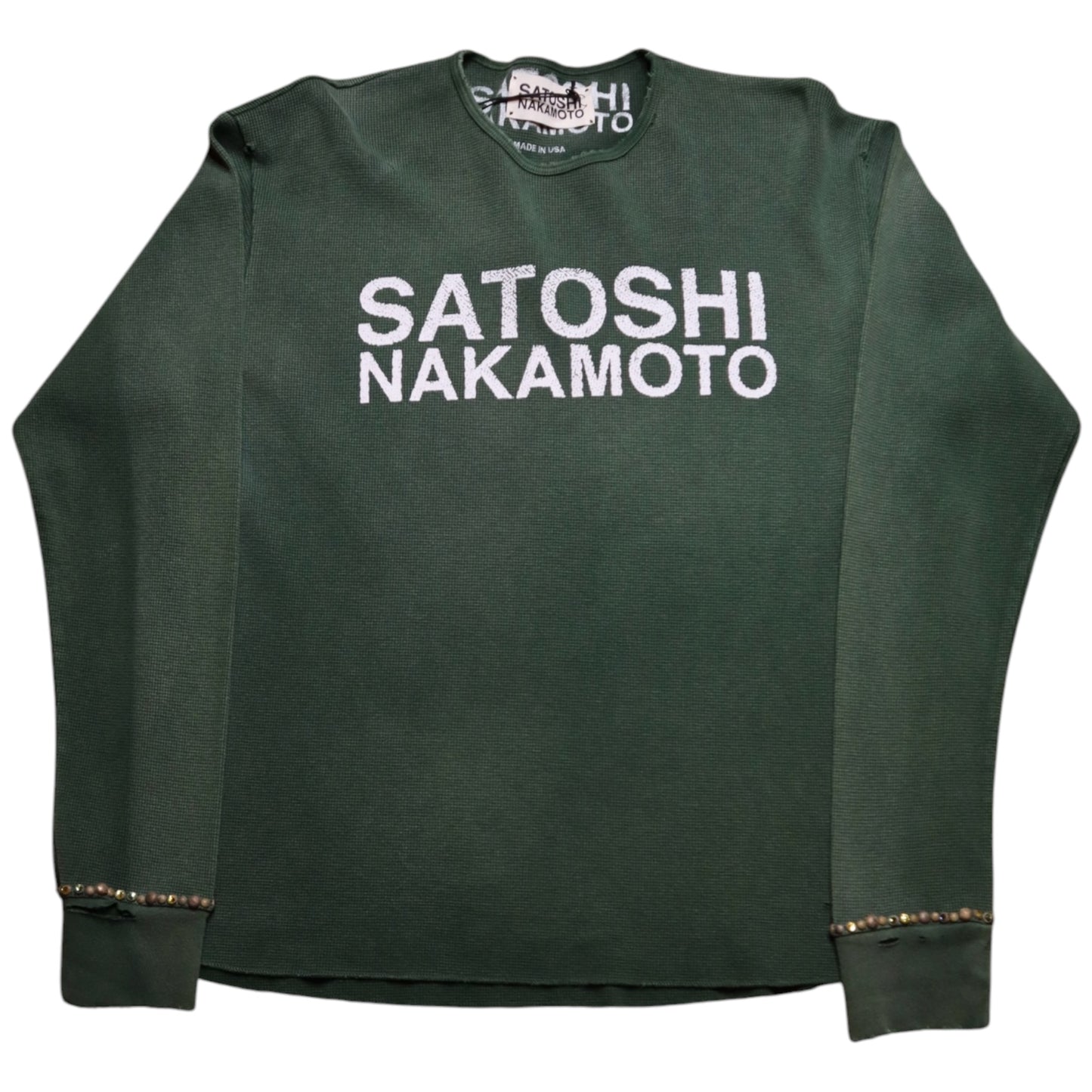 Satoshi Nakomoto Logo Thermal w/ Studs Green