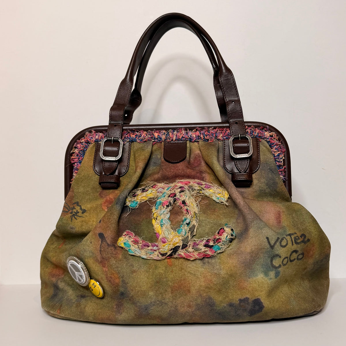 Chanel Green Graffiti Canvas On The Pavement Handbag