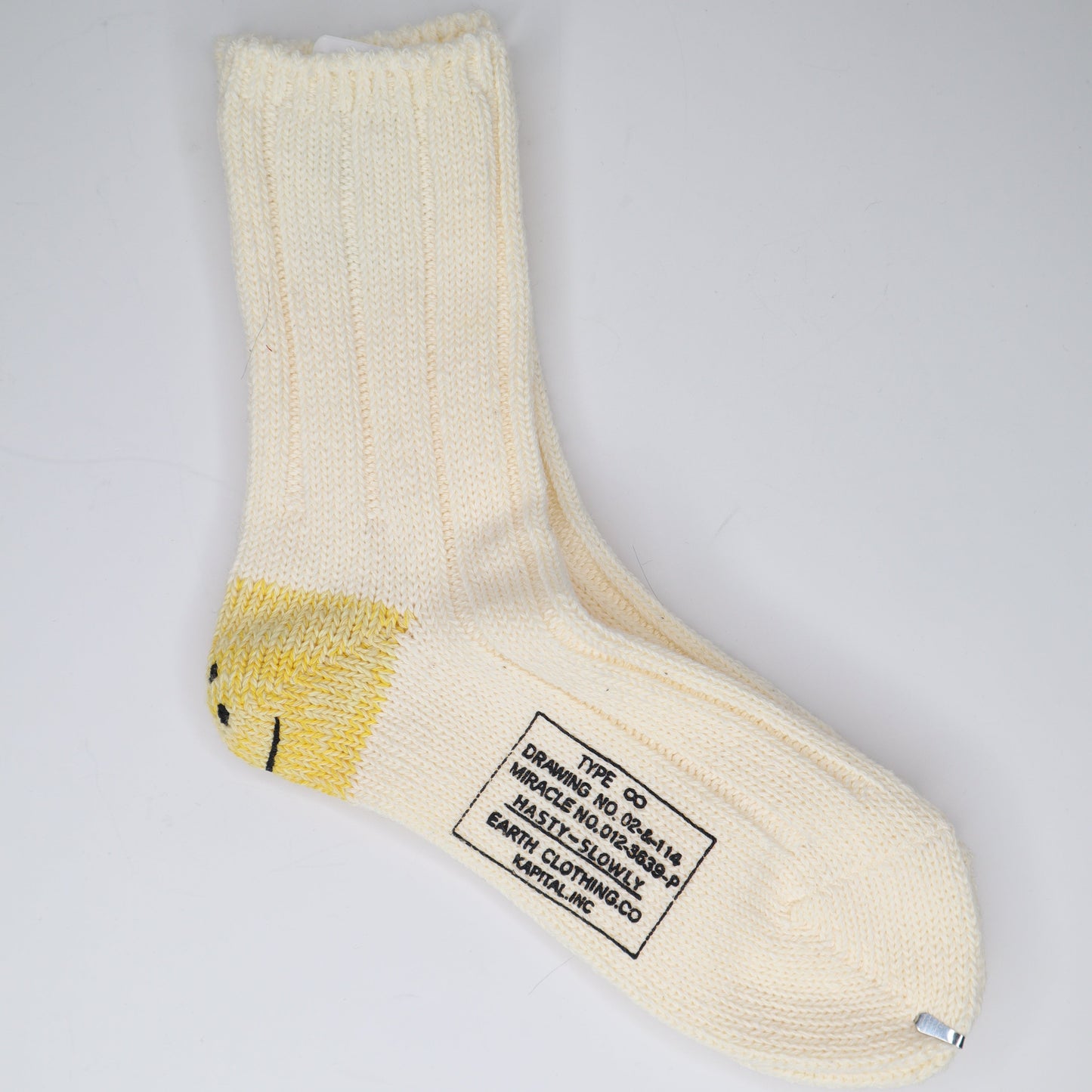 Kapital Smiley Heel Socks - Natural White