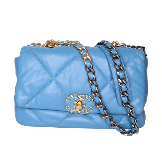 Chanel Medium 19 Blue Quilted Bag