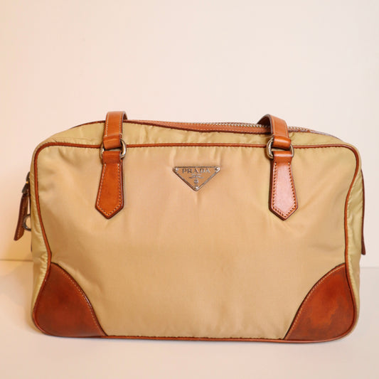 Prada Vintage Brown Nylon Shoulder Bag
