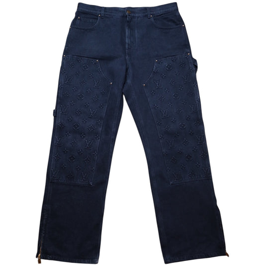 L V Monogram Embossed Black Carpenter Denim
