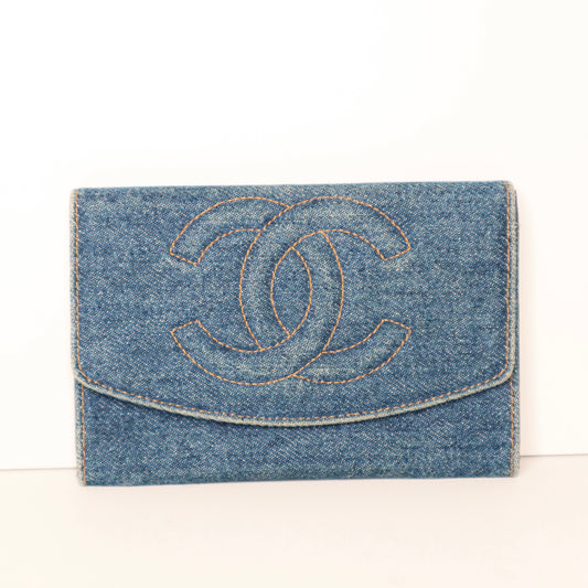 Chanel Logo Denim 2007 Vintage Wallet