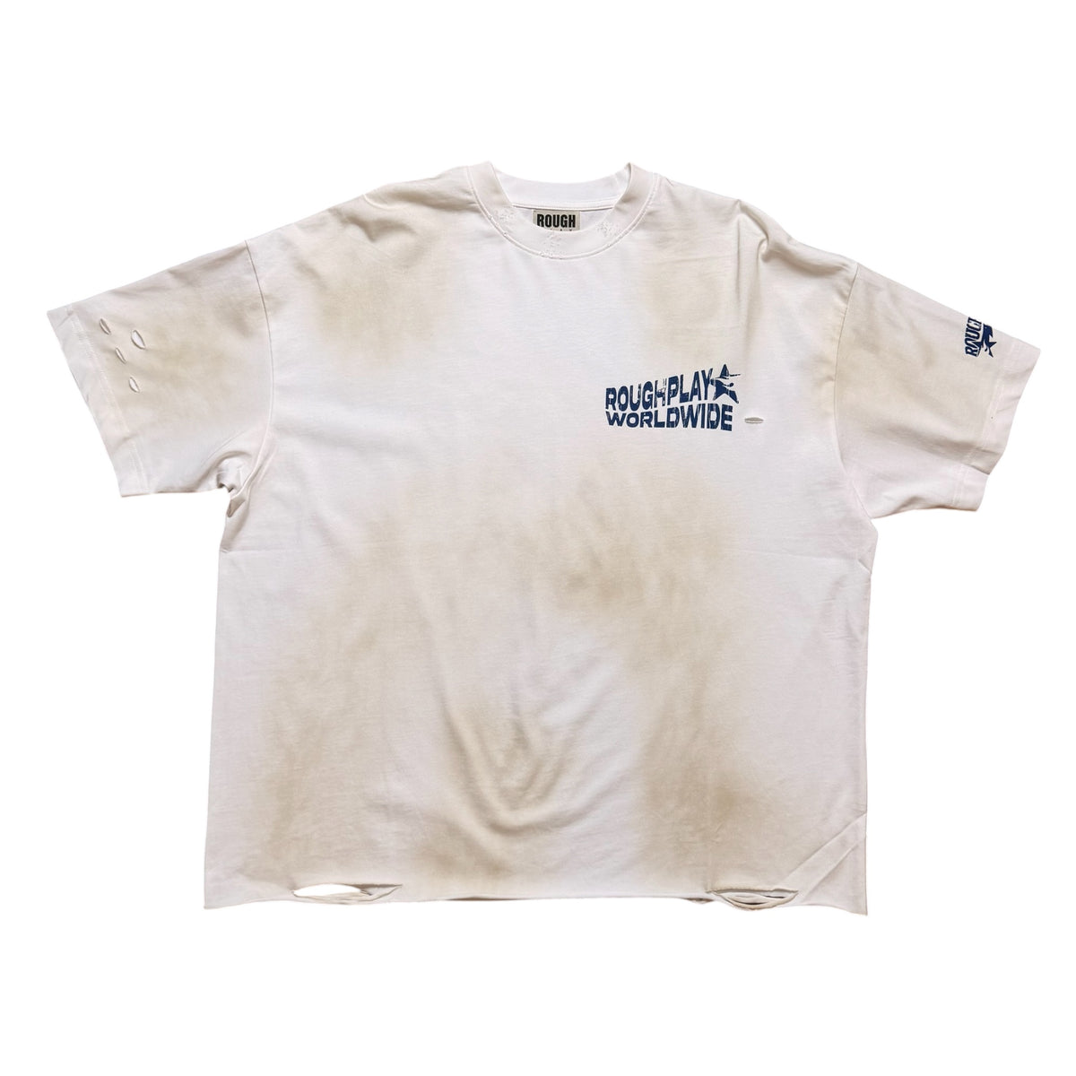 Roughplay Vintage Side Logo Tan/Navy Tee
