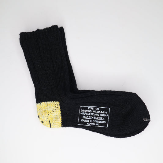 Kapital Smiley Heel Socks - Black