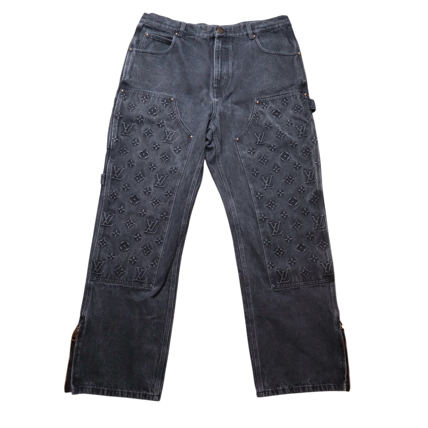 L V Monogram Embossed Black Carpenter Denim