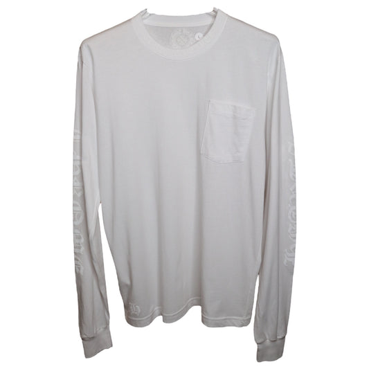 CH White/White Neck Logo LS Tee