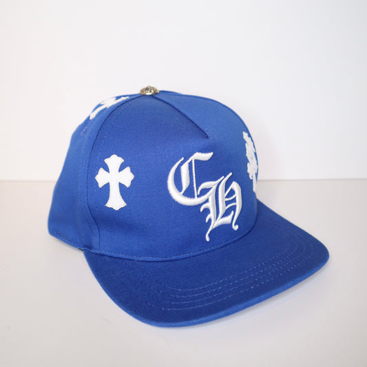 CH Leather Cross Patch Blue Hat