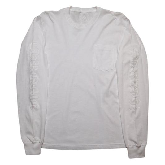CH White/White Neck Logo LS Tee