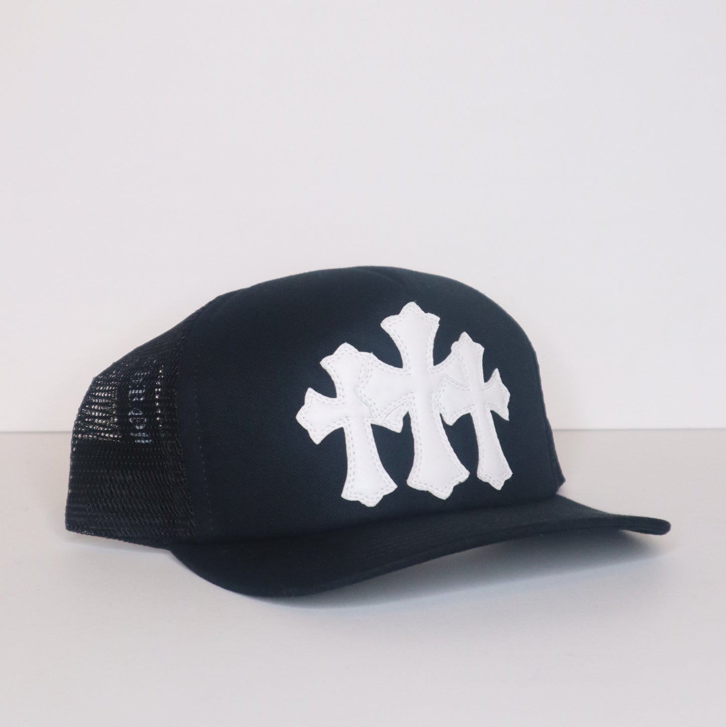 CH Triple Cross White Leather Patch Hat