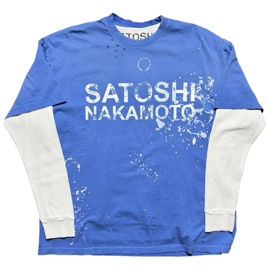 Satoshi Nakamoto Bleached Luke Thermal Blue Tee