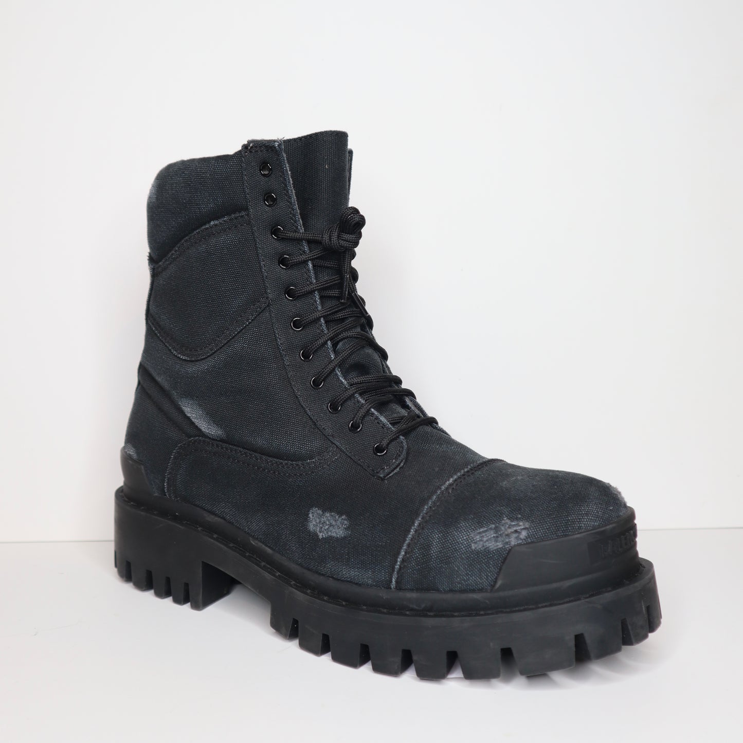 Balenciaga Distressed Canvas Strike Boot
