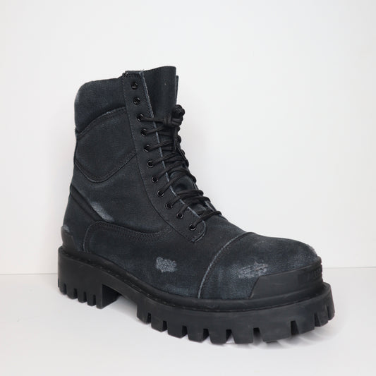 Balenciaga Distressed Canvas Strike Boot
