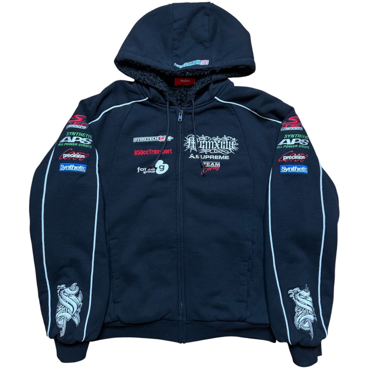 Supreme Racing Lined Zip Hoodie Black