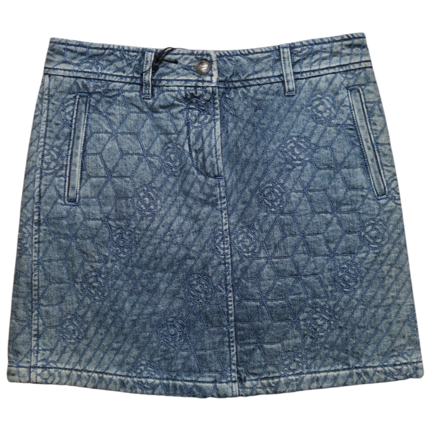 Chanel Quilted Denim Skirt