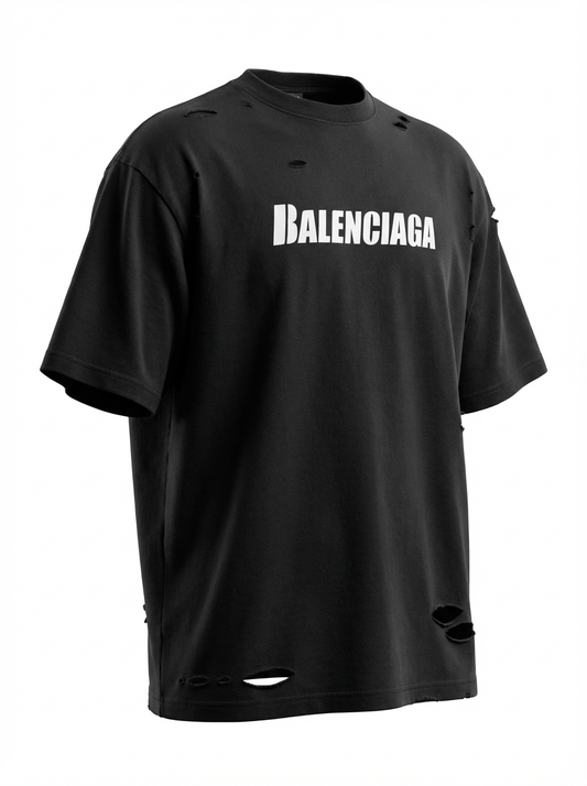 Balenciaga Distressed Black Tee