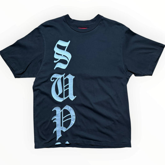 Supreme Cracked Vertical Logo Tee Black