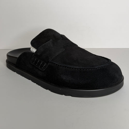 Hermes Black Suede Mules