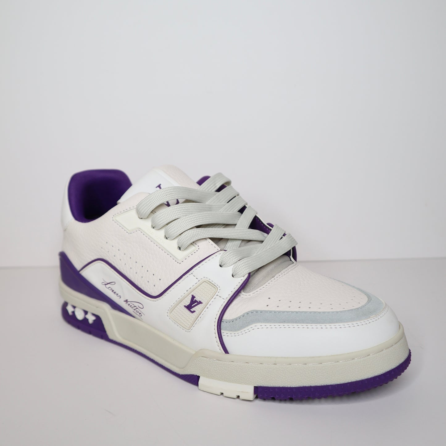 L V Trainer White/Purple Sneaker
