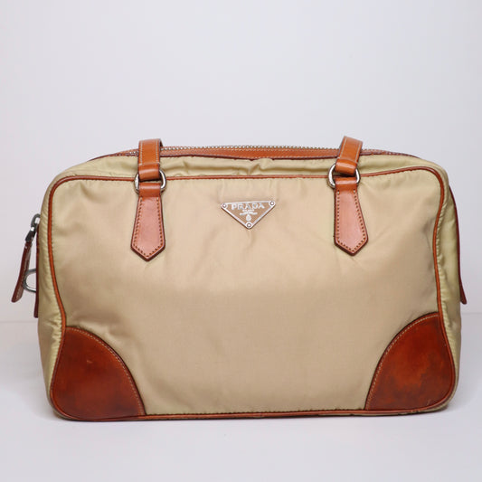 Prada Vintage Brown Nylon Shoulder Bag