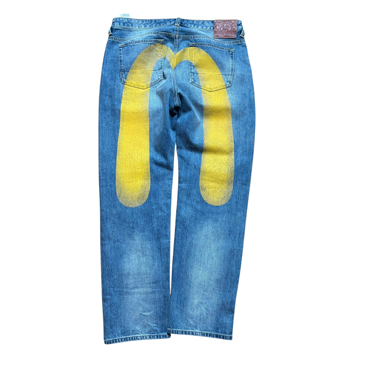 Evisu Light Wash Denim Jeans Yellow