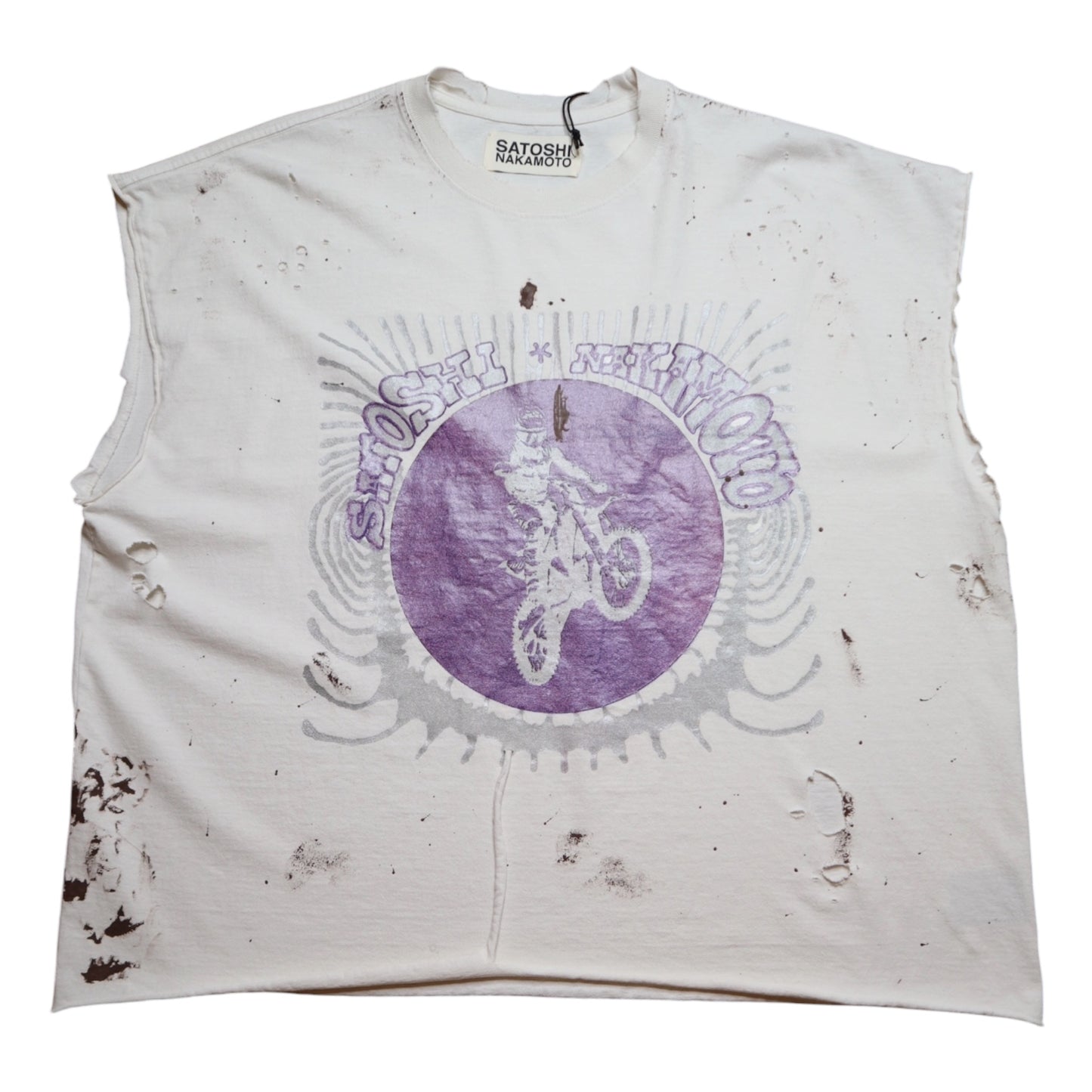 Satoshi Nakamoto Globe Of Death Tee Washed White
