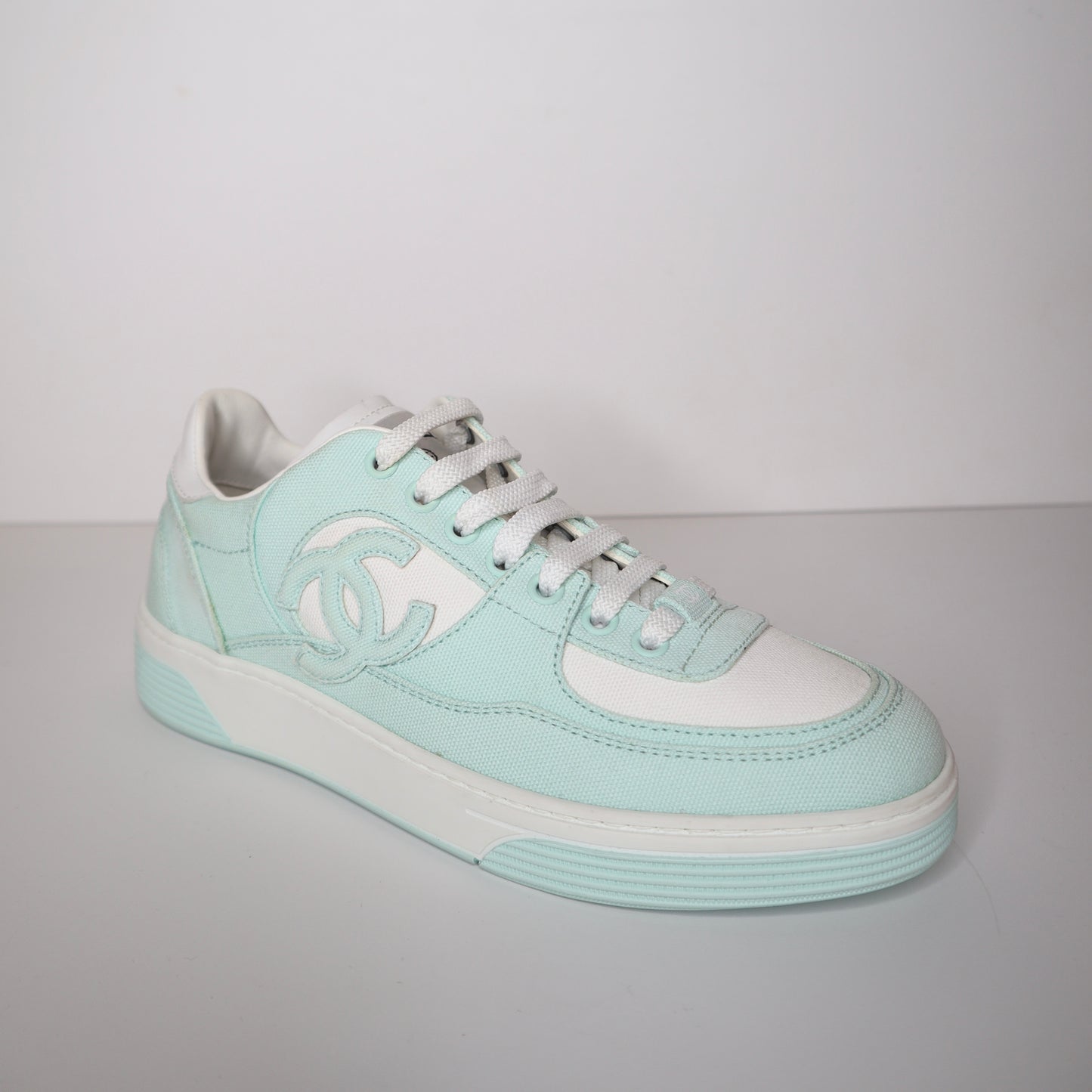 Chanel Turquoise Cotton Sneaker