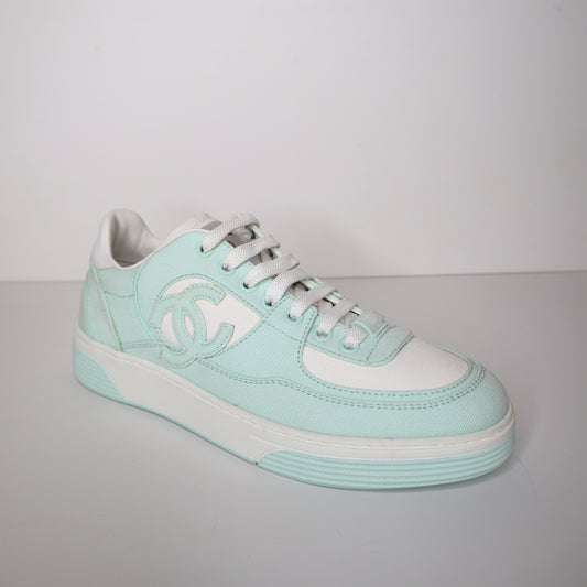 Chanel Turquoise Cotton Sneaker