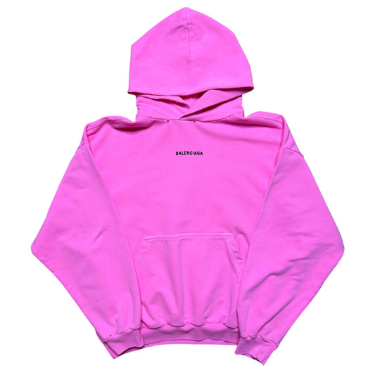 Balenciaga Logo Hot Pink Hoodie