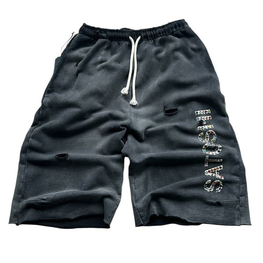 Satoshi Studded Sweatshorts Black