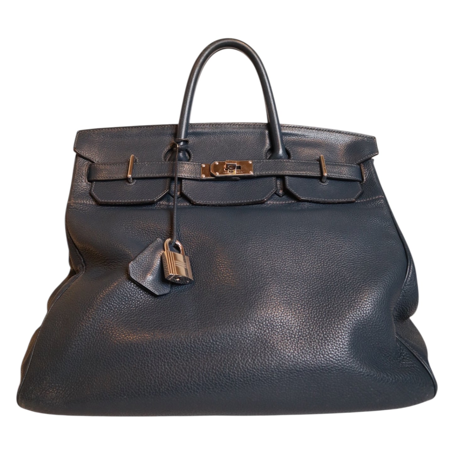 Hermes Hac 40 Navy Leather Bag
